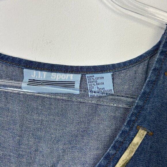 Vintage Western Denim Jumper Dress Women’s Size Large Midi Country Prairie - Picture 3 of 8